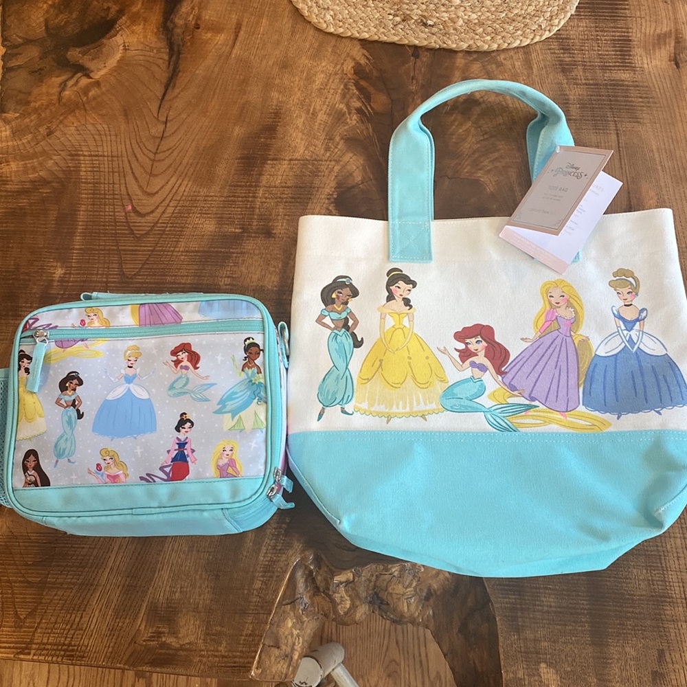 Pottery Barn Disney Princess tote bag -NWT plus used matching lunch bag